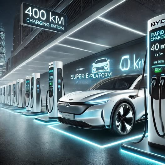 May be an image of car and text that says "400 CHARGING kM OATON සරි BYC RAPID CHARGE 40 m rsun 0kit kF im S SUPER E-PLATORM A DU 养物 Wim আন- meúita"